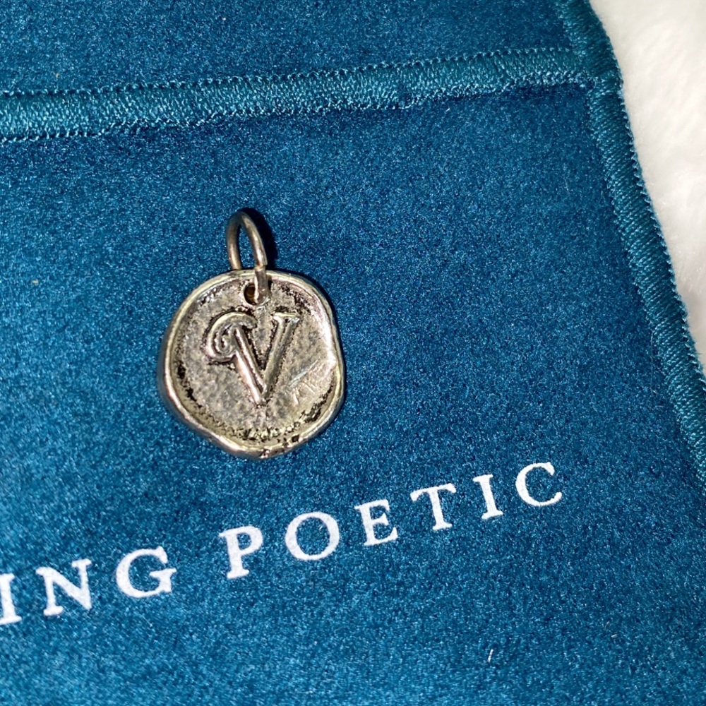 Waxing Poetic 925 silver V initial charm